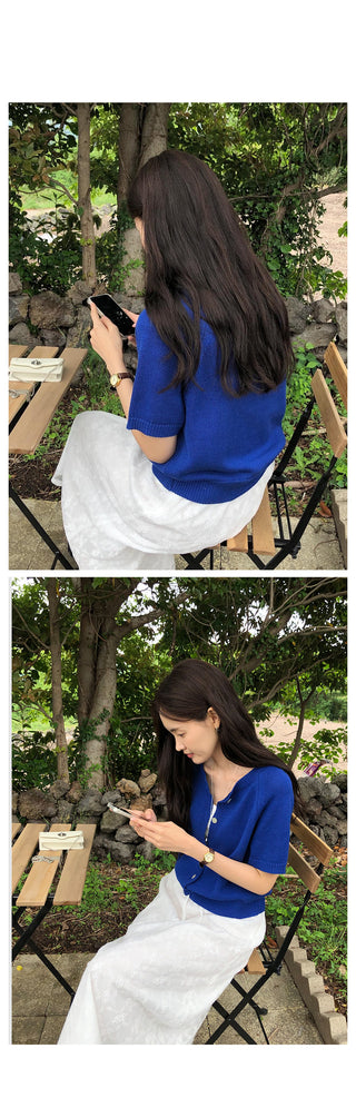 Round short-sleeved cardigan