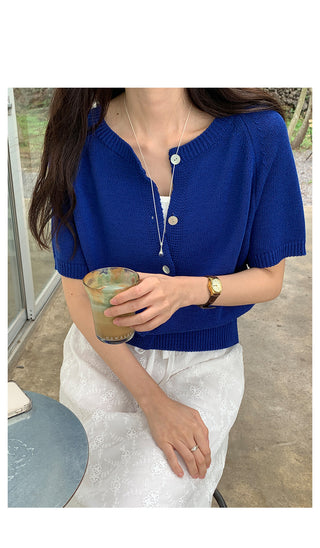 Round short-sleeved cardigan