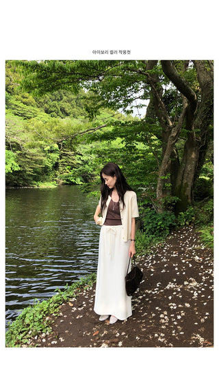 Round short-sleeved cardigan