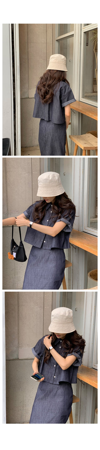 Benny Natural Denim Cropped Shirt