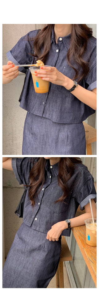 Benny Natural Denim Cropped Shirt