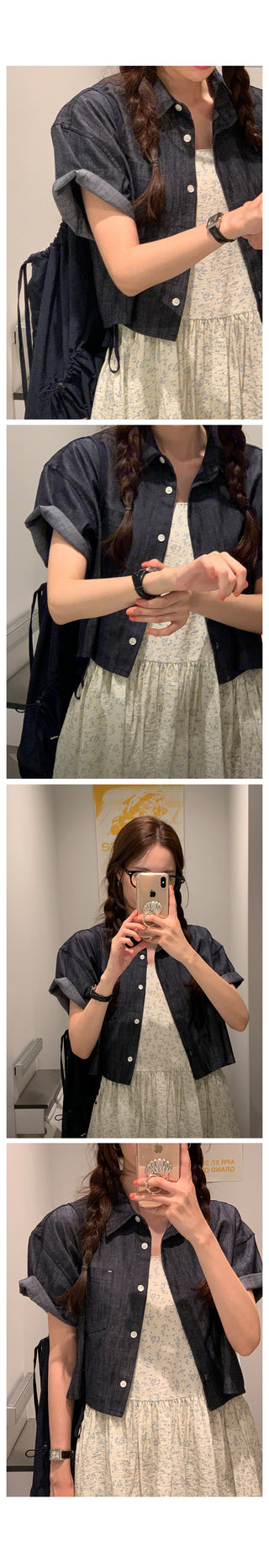 Benny Natural Denim Cropped Shirt