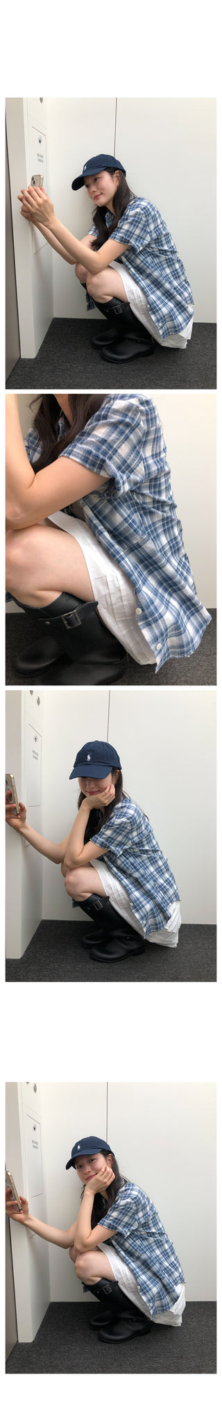 Short-sleeved checkered shirt