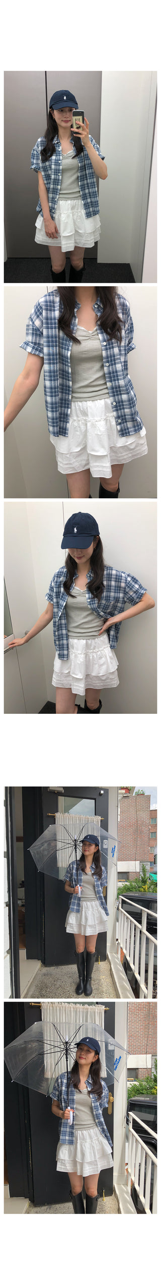 Short-sleeved checkered shirt