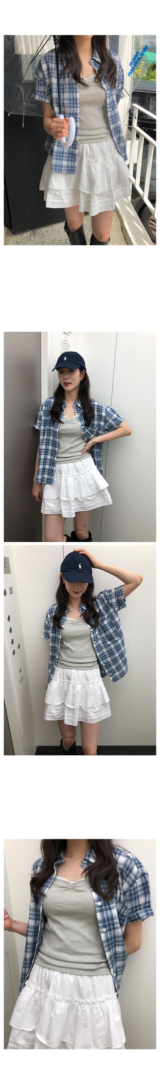 Short-sleeved checkered shirt