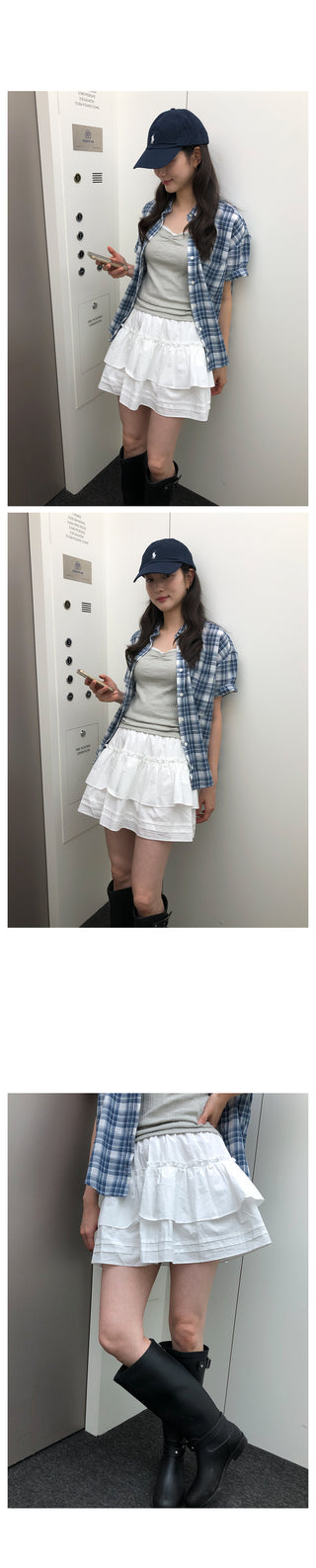 Short-sleeved checkered shirt