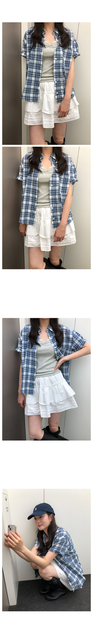 Short-sleeved checkered shirt