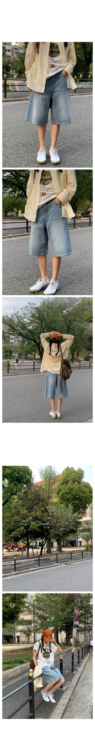 Corduroy denim shorts