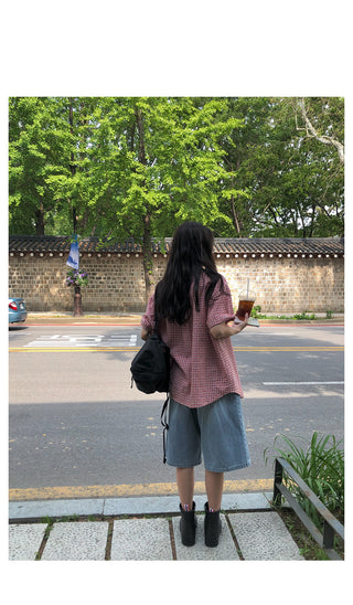 Corduroy denim shorts