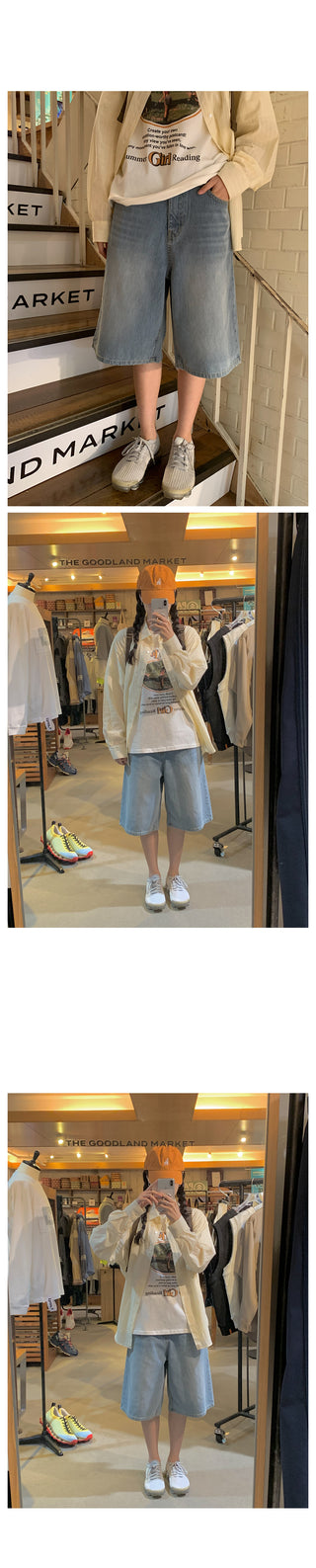 Corduroy denim shorts