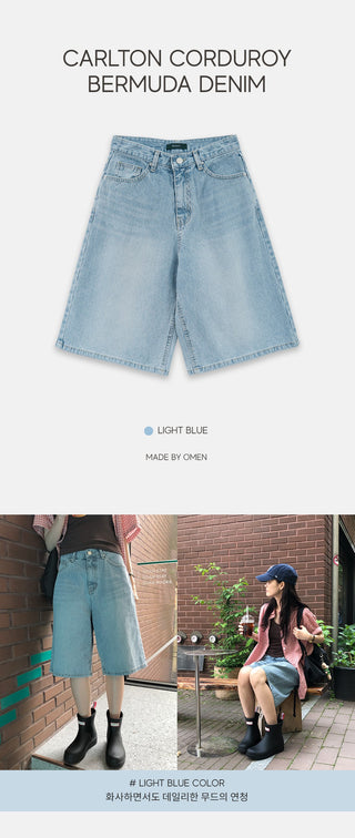 Corduroy denim shorts