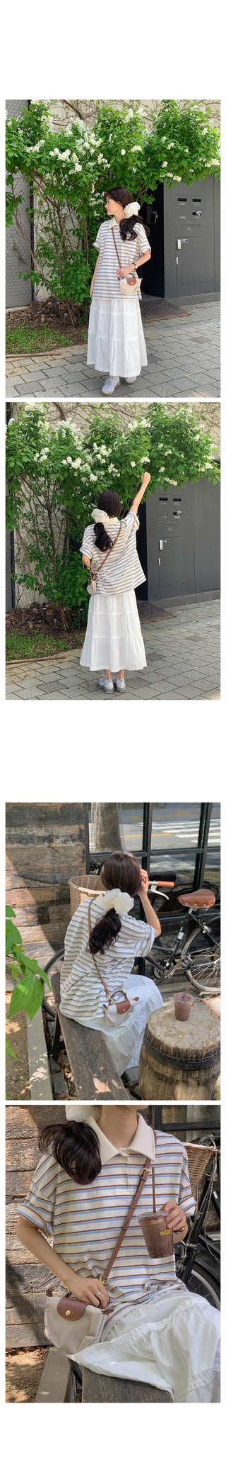 Flared tiered long skirt