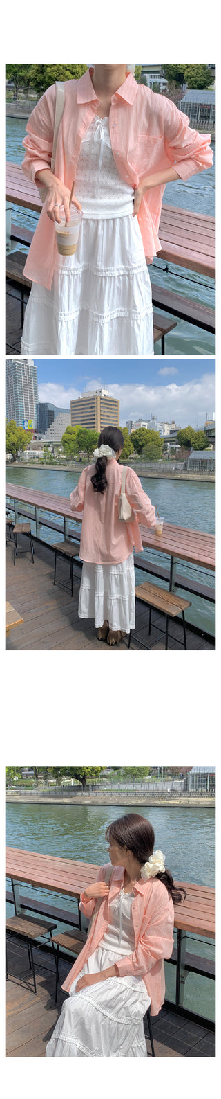 Flared tiered long skirt