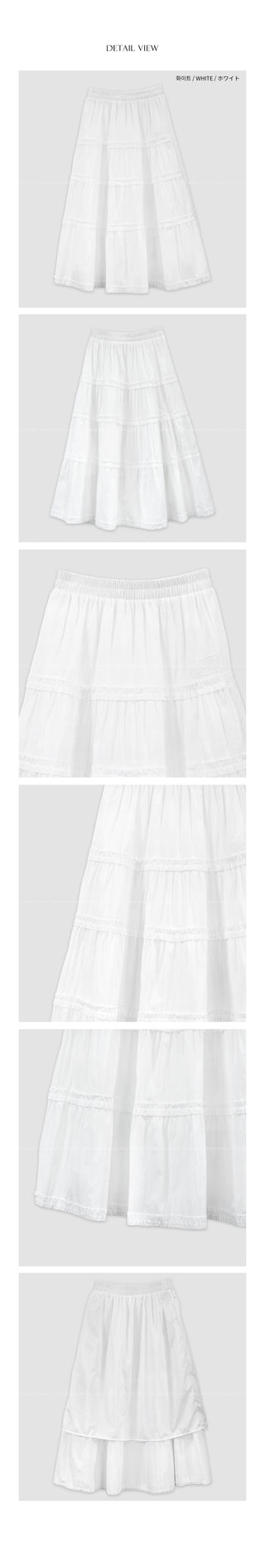 Flared tiered long skirt