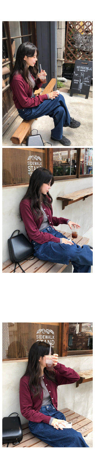 Semi-wide dark denim pants
