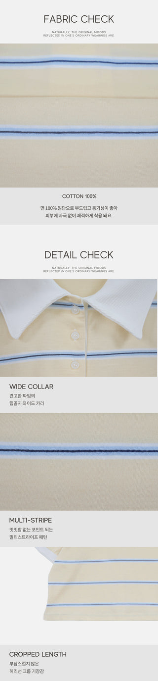 Striped crop collar t-shirt