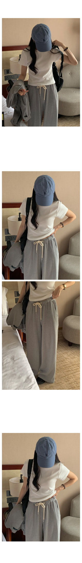 Round rib short-sleeved T-shirt