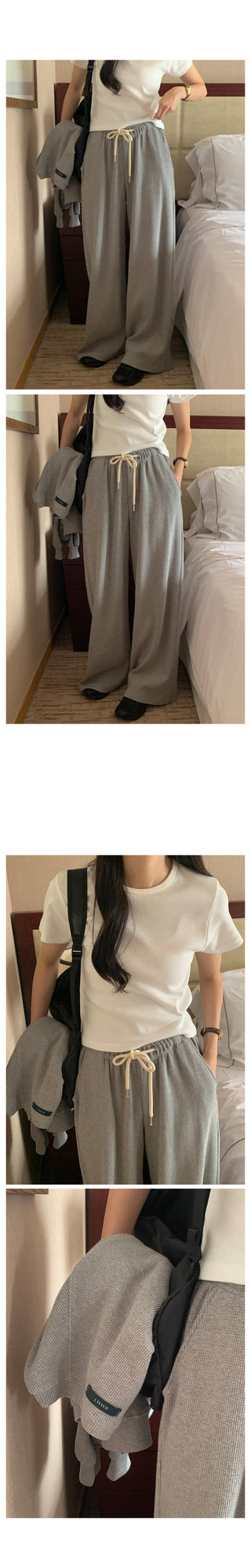 Round rib short-sleeved T-shirt