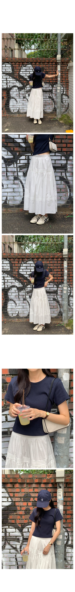 Round rib short-sleeved T-shirt