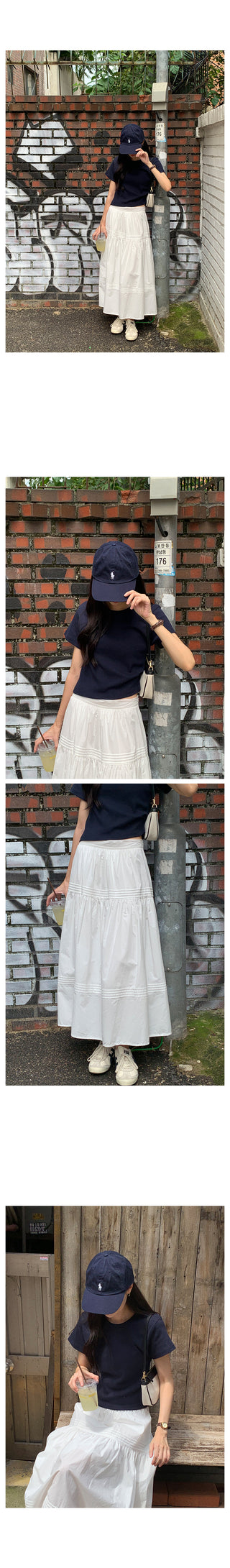 Round rib short-sleeved T-shirt
