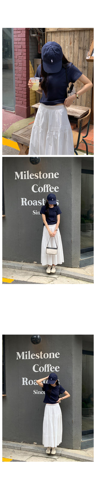 Round rib short-sleeved T-shirt