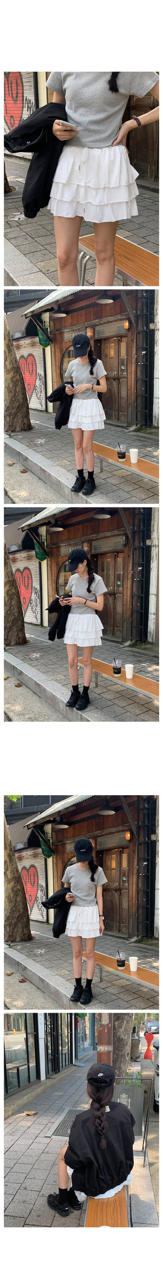 Round rib short-sleeved T-shirt