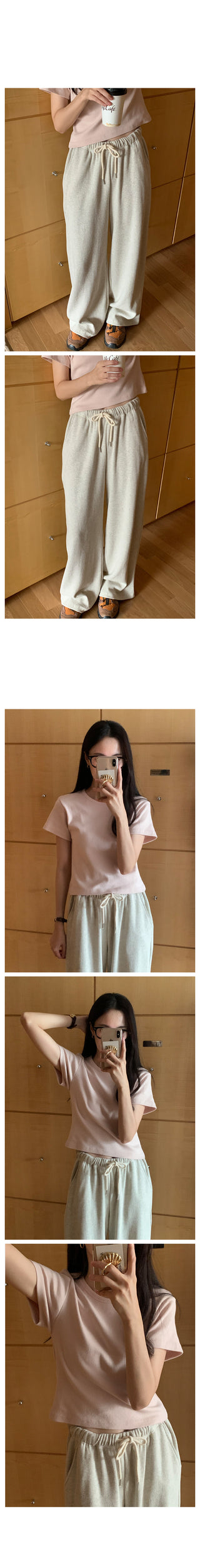 Round rib short-sleeved T-shirt