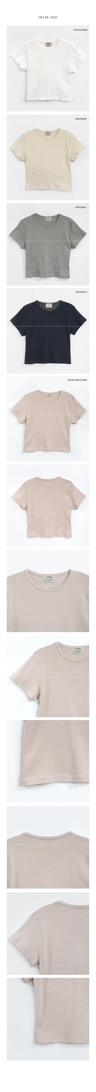 Round rib short-sleeved T-shirt