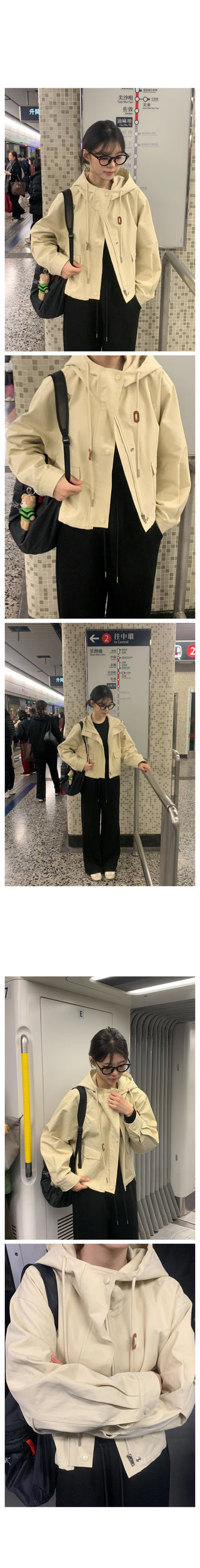 Semi-cropped hooded military jacket