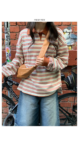 Cotton striped color T-shirt
