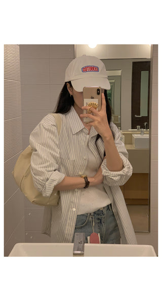 Semi-oversized striped shirt (2 colors)