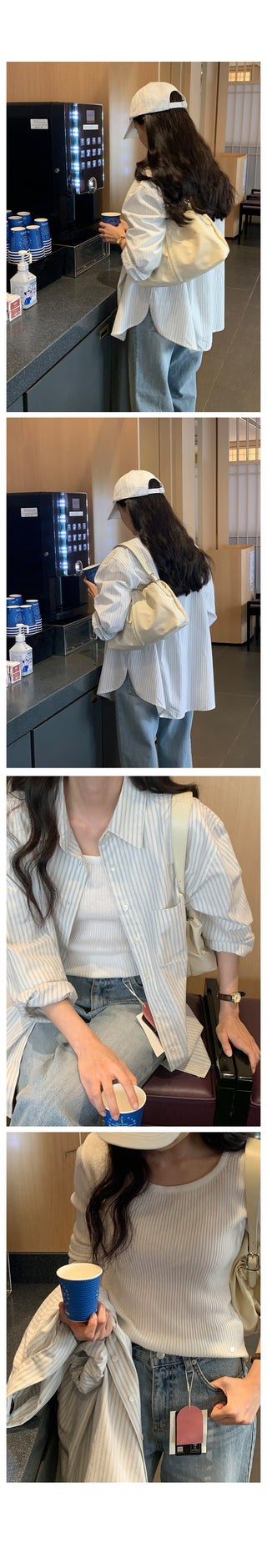 Semi-oversized striped shirt (2 colors)