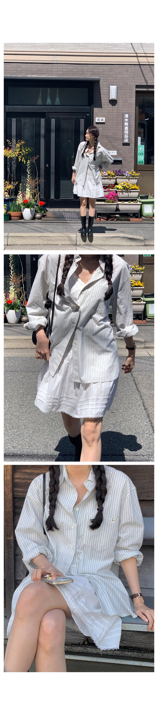 Semi-oversized striped shirt (2 colors)