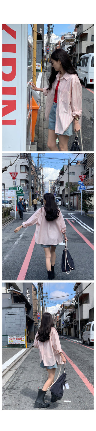Semi-oversized striped shirt (2 colors)