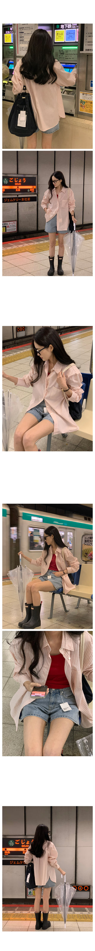 Semi-oversized striped shirt (2 colors)