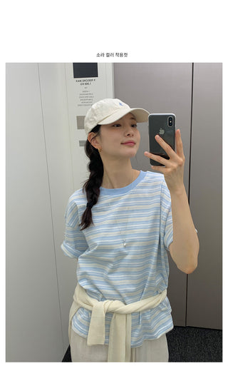 Round stripe T-shirt
