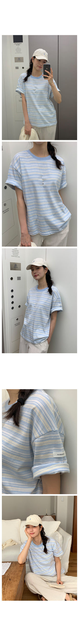Round stripe T-shirt