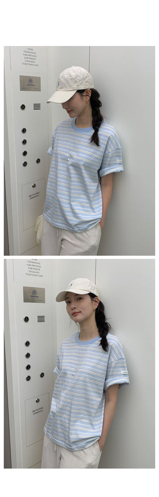 Round stripe T-shirt