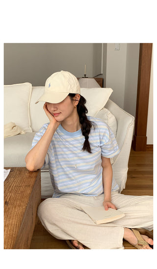 Round stripe T-shirt