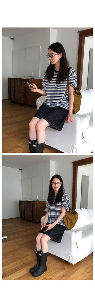 Round stripe T-shirt