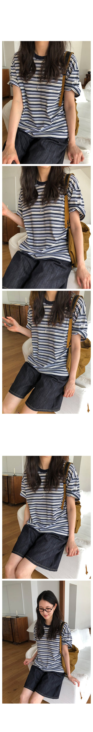 Round stripe T-shirt