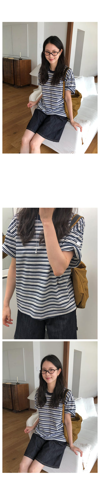 Round stripe T-shirt