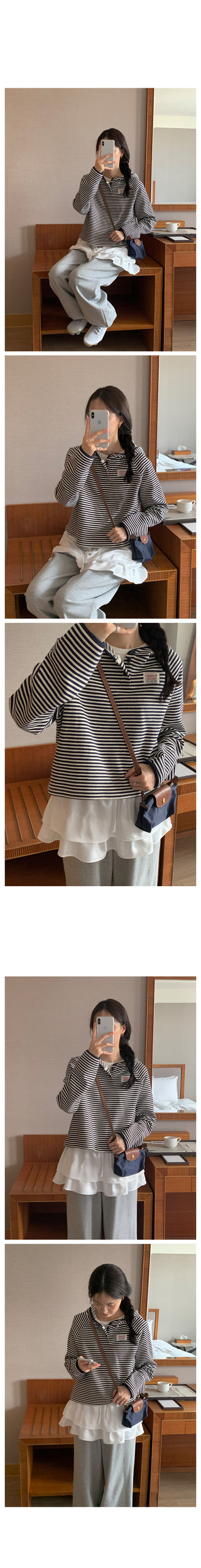Striped Cropped Hooded Parka