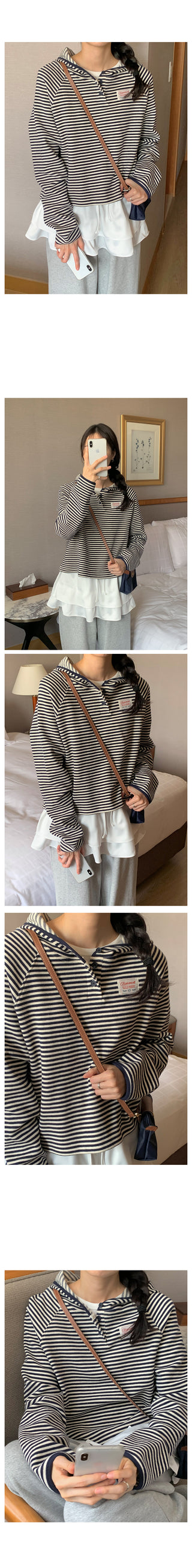 Striped Cropped Hooded Parka