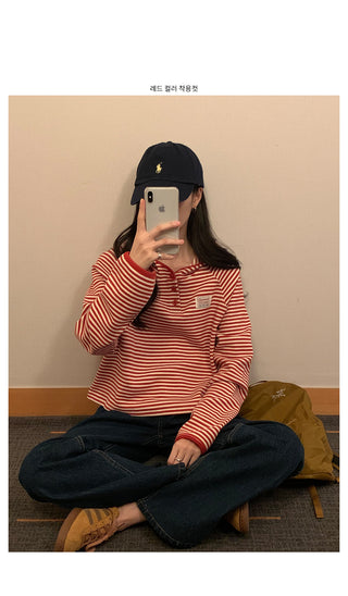 Striped Cropped Hooded Parka