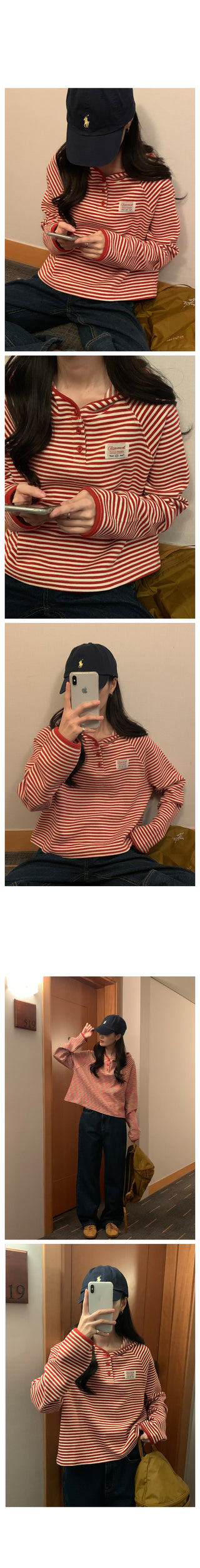 Striped Cropped Hooded Parka