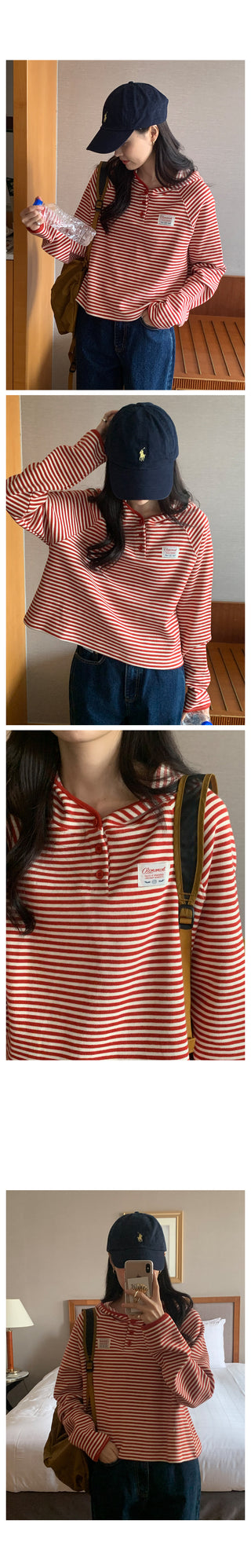 Striped Cropped Hooded Parka