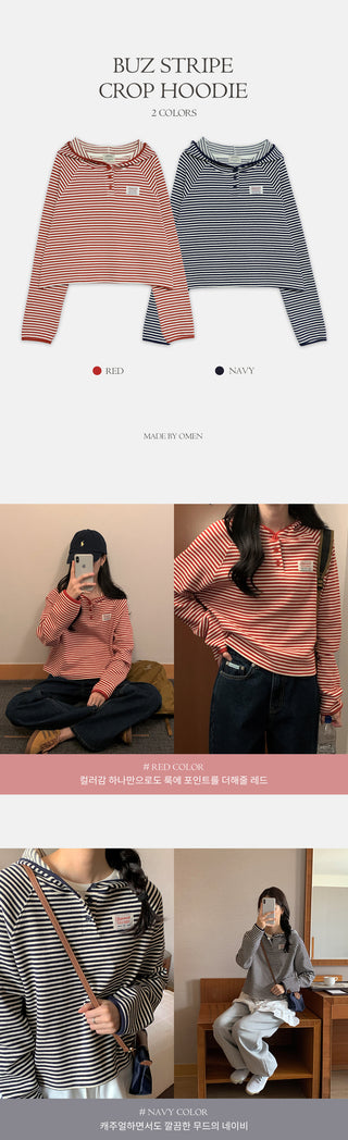 Striped Cropped Hooded Parka
