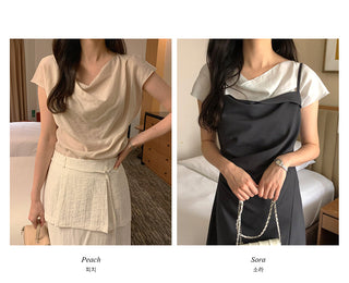 [3 colors] Crepe blouse