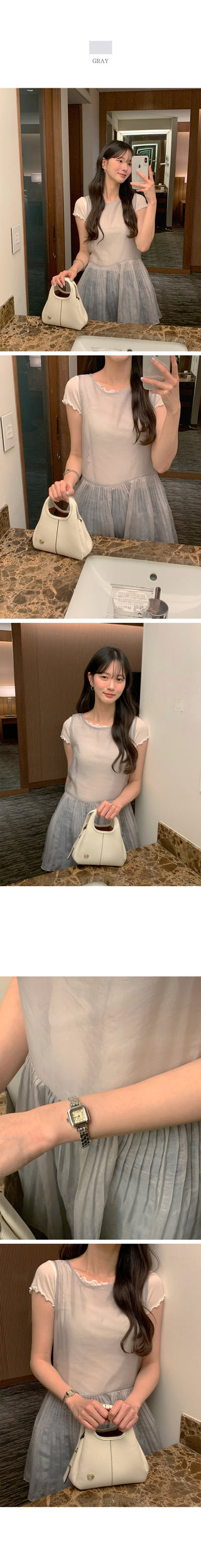 [4 colors] Pleated Layered Dress